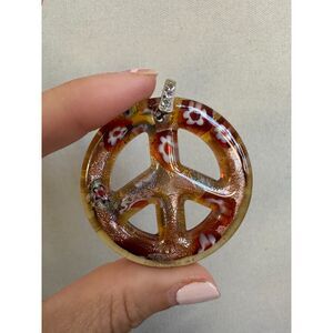 Murano Glass Peace Sign Pendant